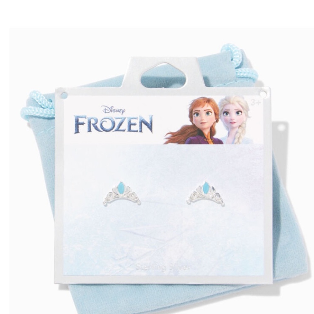 Disney Frozen Elsa Tiara Stud Sterling Silver Earrings